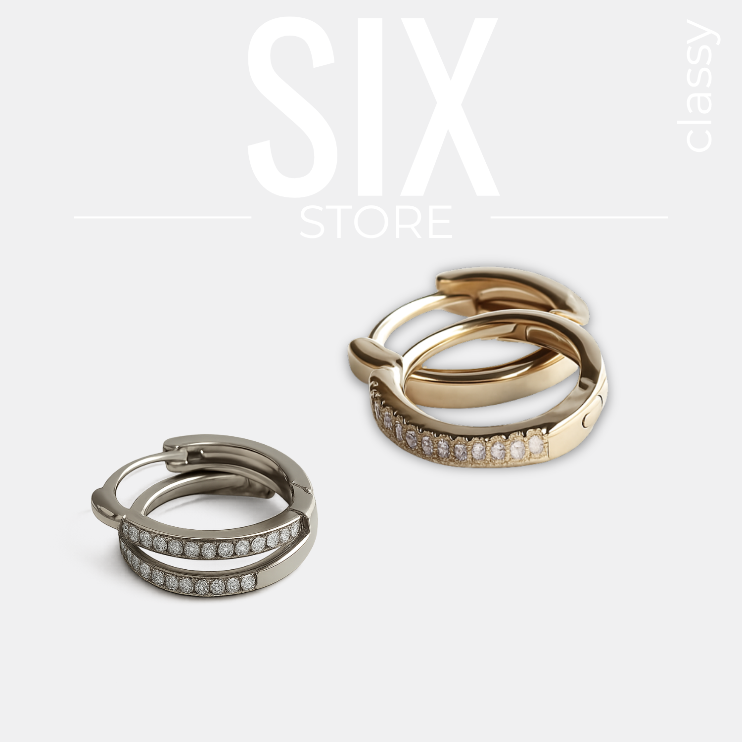 SIX Classy CZ Hoop - Eyrnalokkar