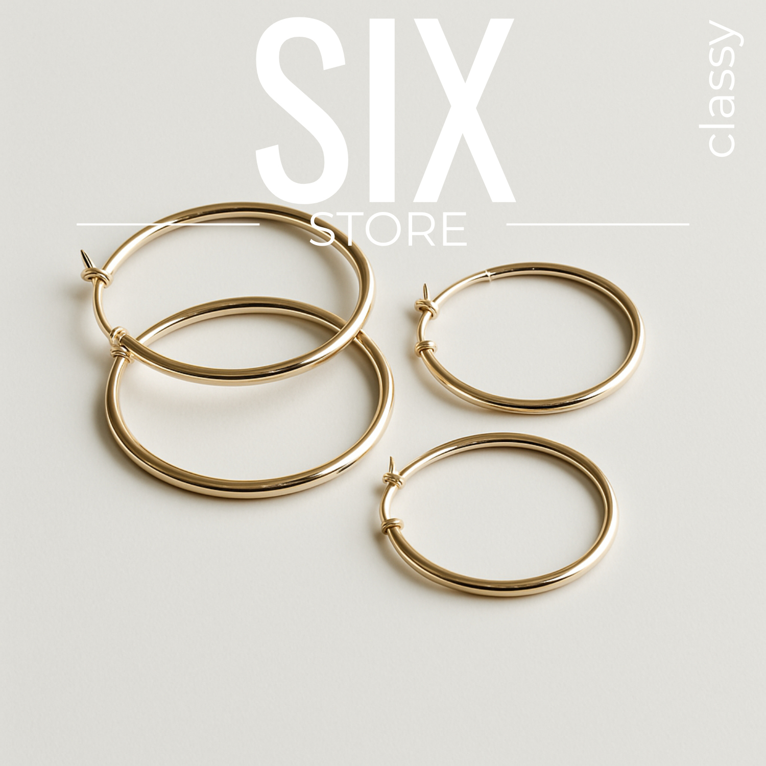 SIX Classy Hoop classic - Eyrnalokkar gull