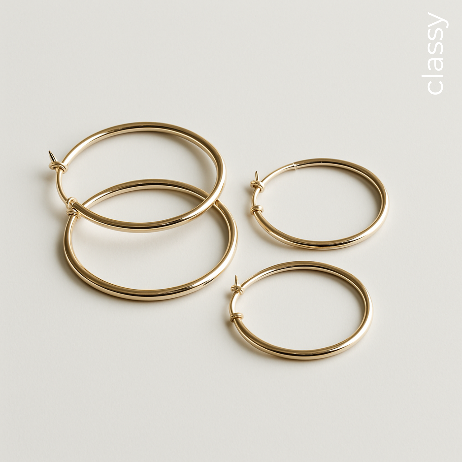 SIX Classy Hoop classic - Eyrnalokkar gull