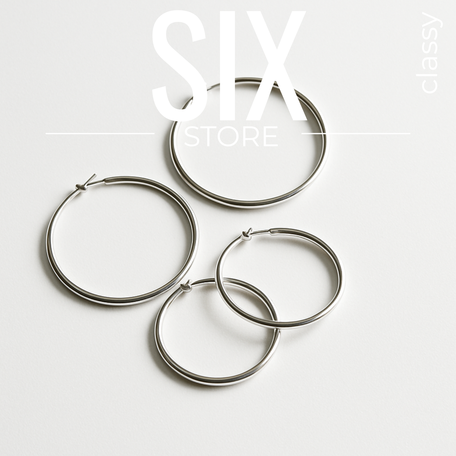 SIX Classy Hoop classic - Eyrnalokkar silfur
