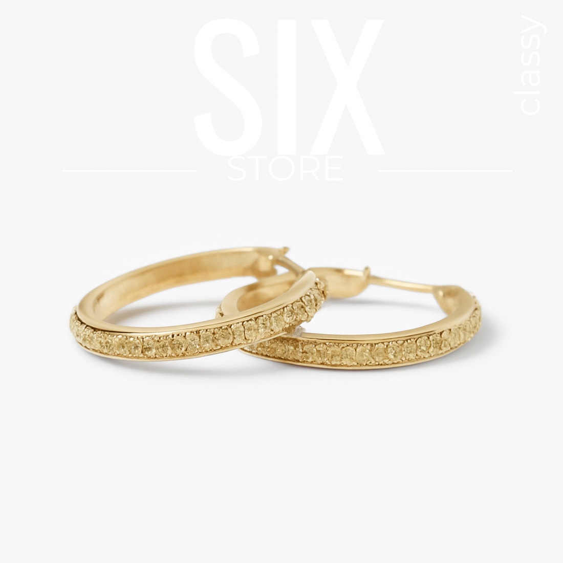 SIX Classy Sand hoops Eyrnalokkar