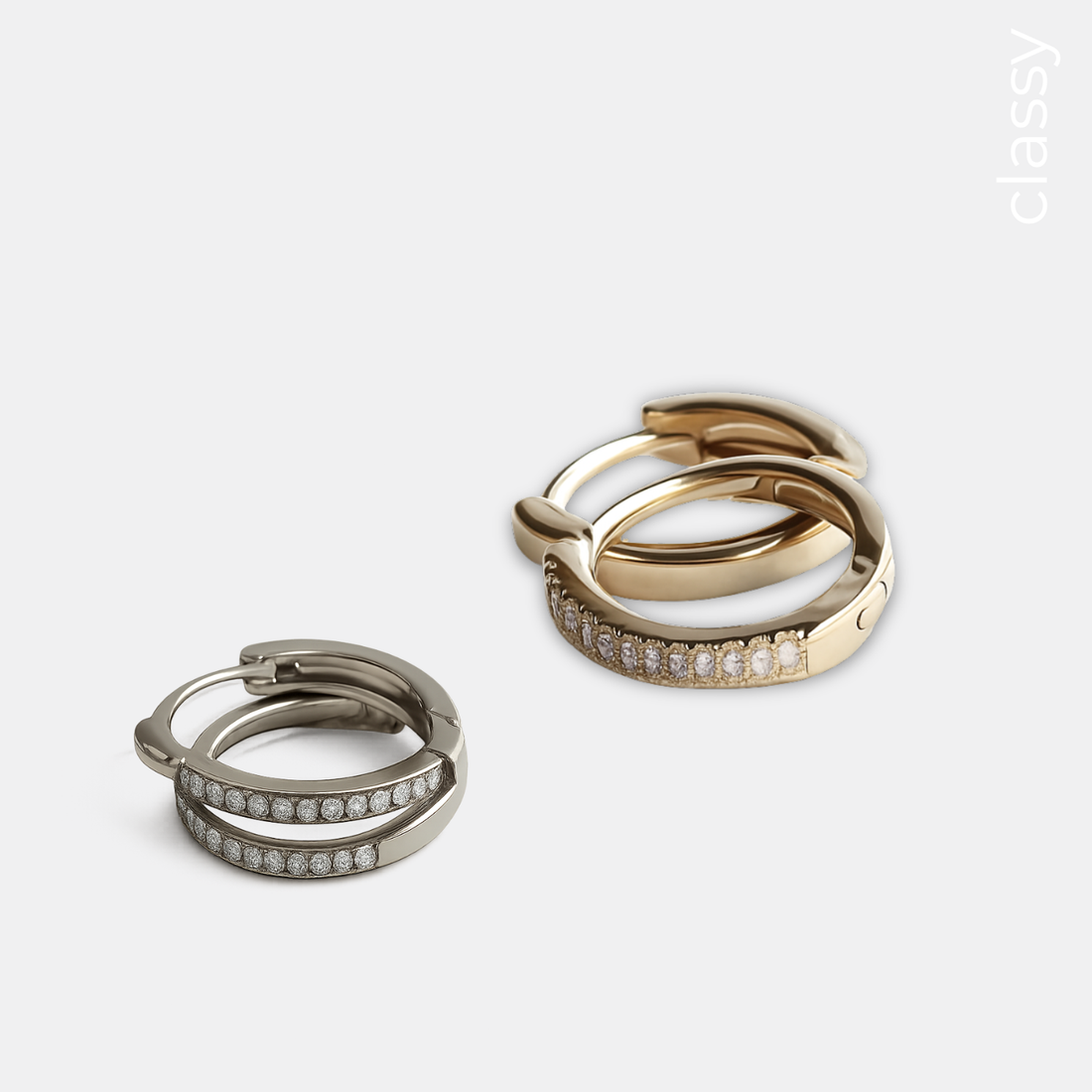 SIX Classy CZ Hoop - Eyrnalokkar