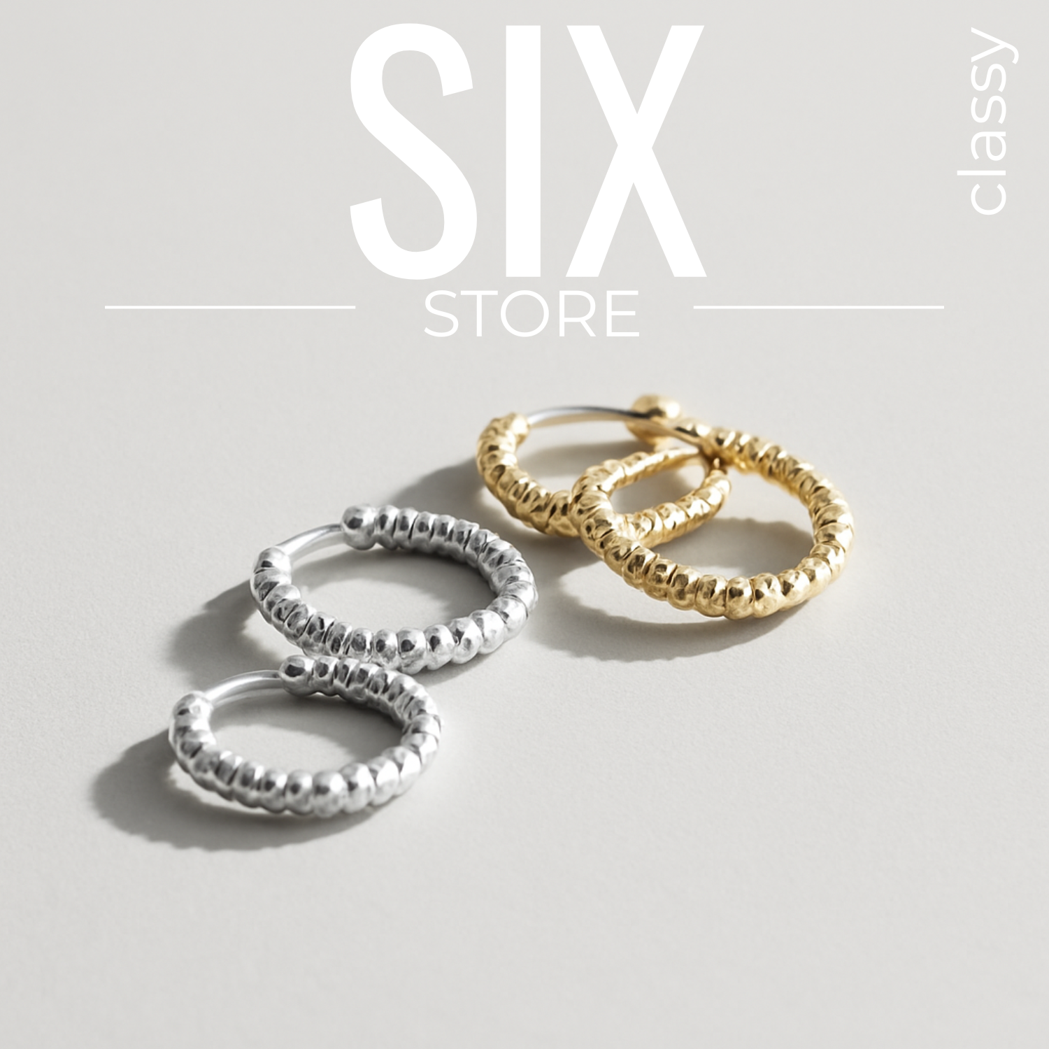 SIX Classy Geo hoop - Eyrnalokkar