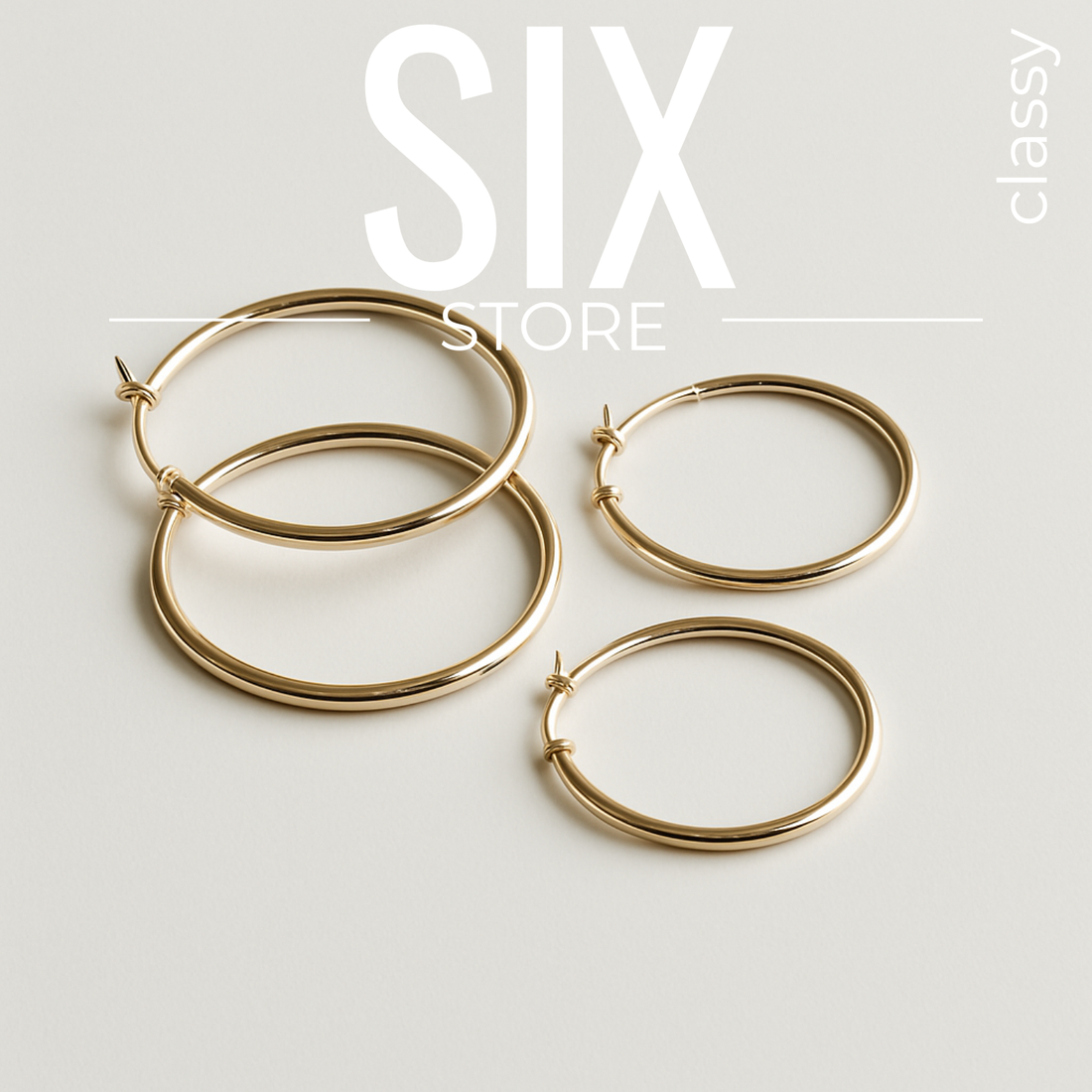 SIX Classy Hoop classic - Eyrnalokkar gull