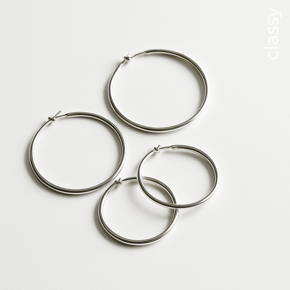 SIX Classy Hoop classic - Eyrnalokkar silfur