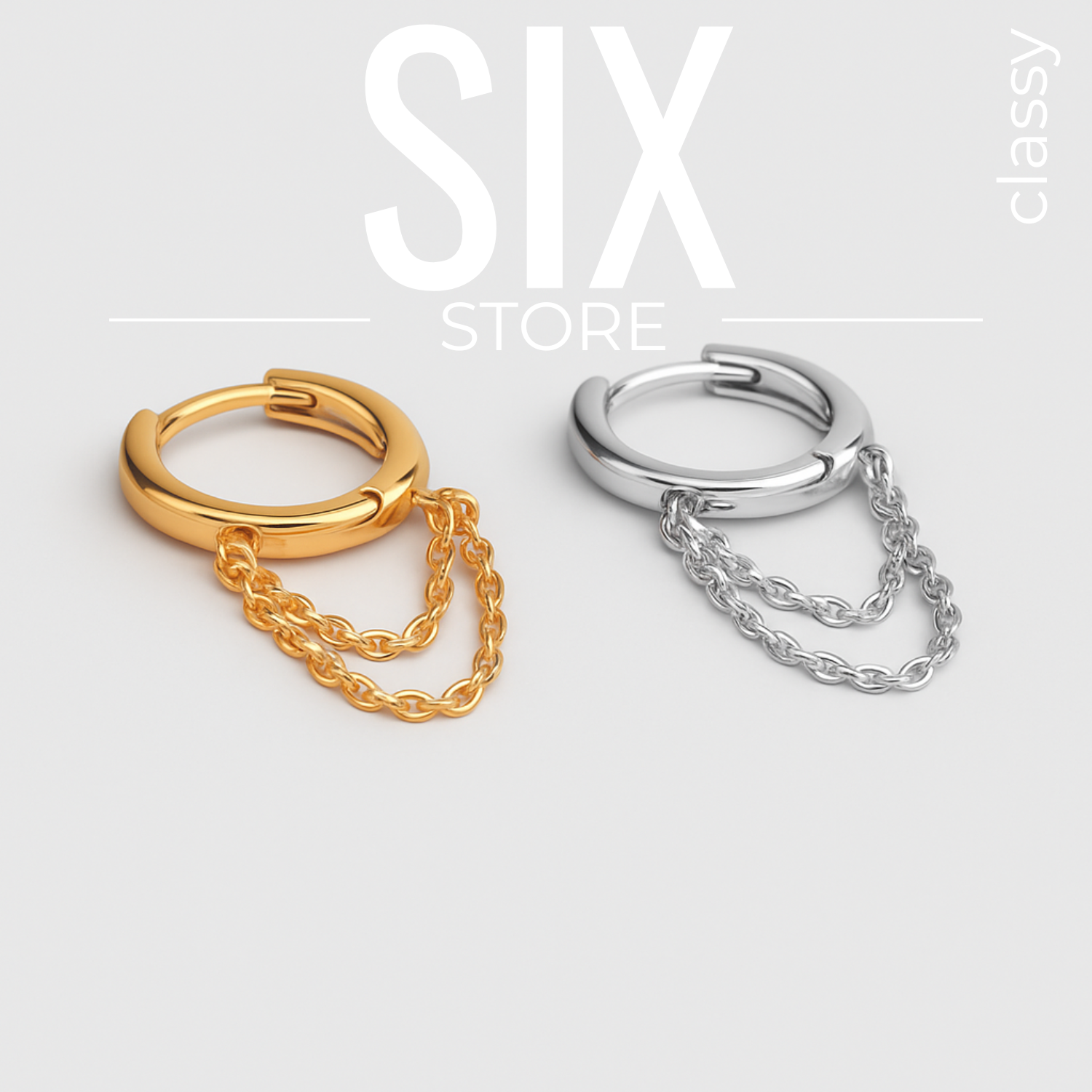 SIX Classy Hoops Hinge - Eyrnalokkar