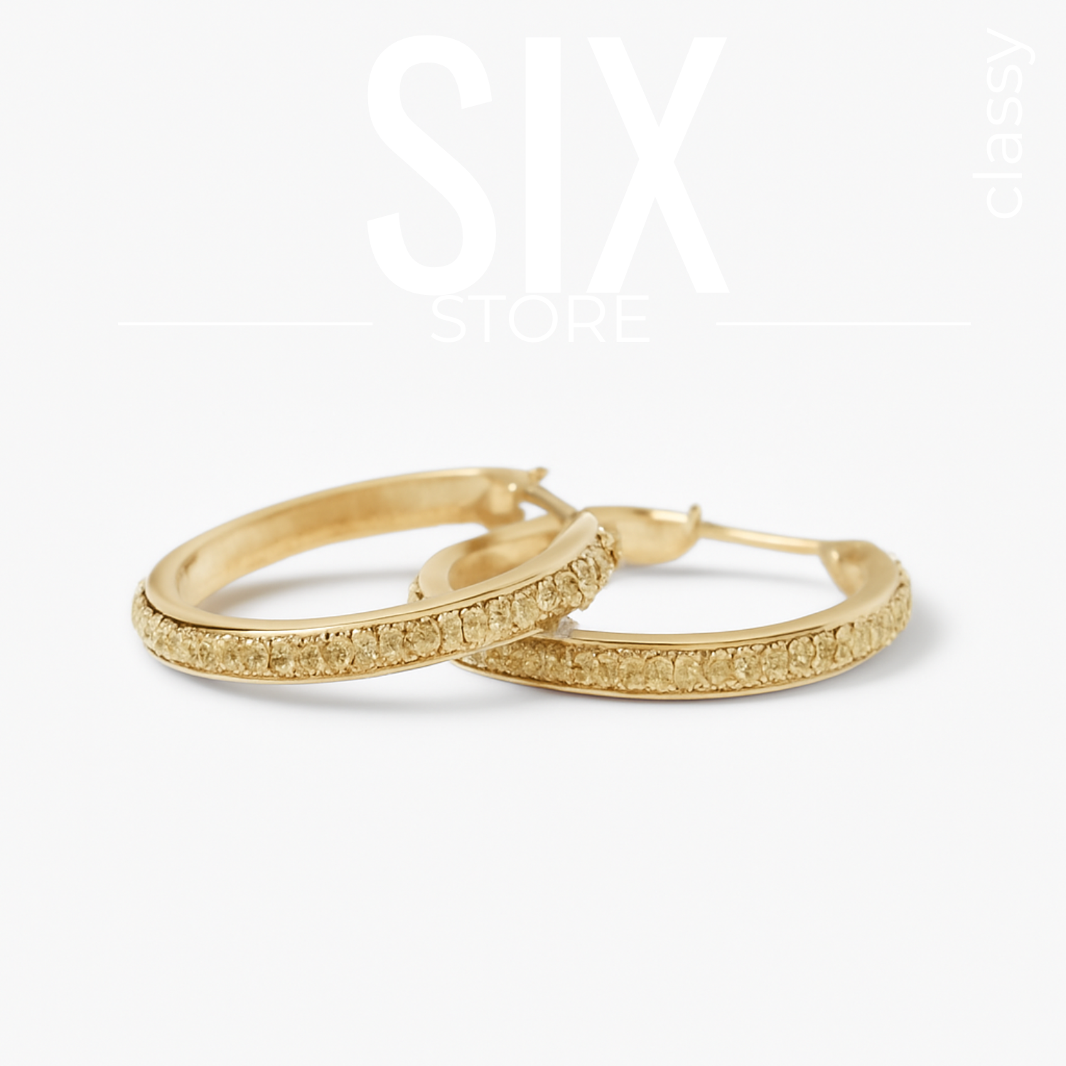 SIX Classy Sand hoops Eyrnalokkar