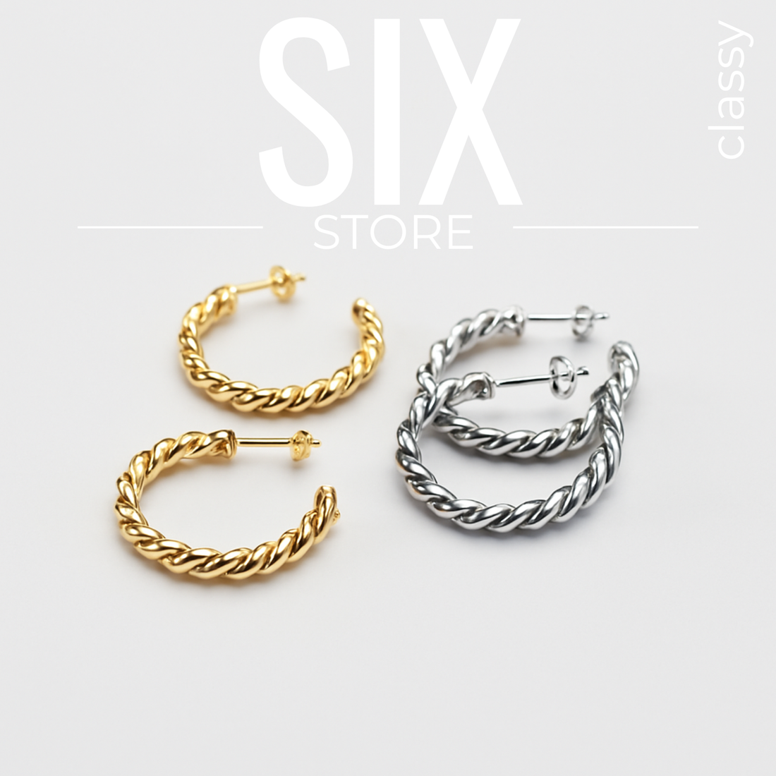 SIX Classy Twist Chunky - Eyrnalokkar